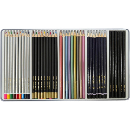 40 Artist Pencils Collection Set In A Storage Tin 2