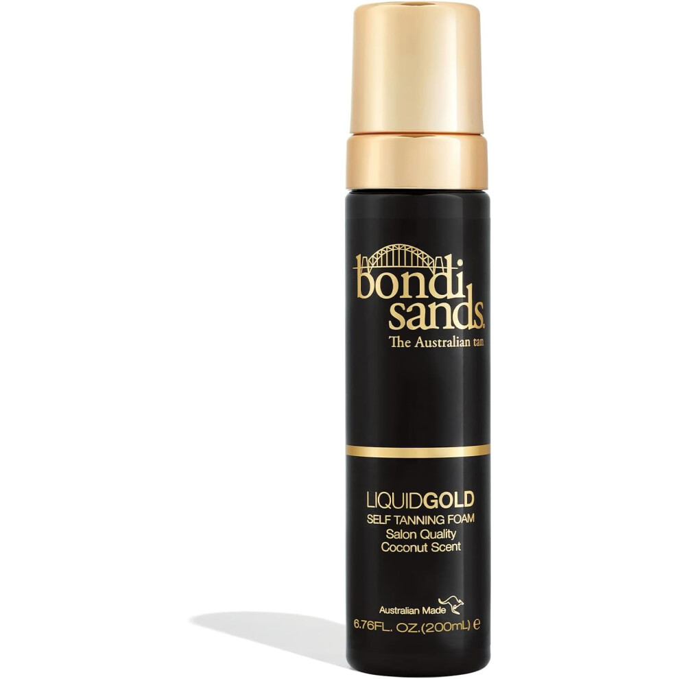 (Bondi Sands Liquid Gold Self-Tanning Foam, Enriched with Argan Oil, Vegan + Cruelty Free, Coconut Scent, 200mL) Bondi Sands Self Tanning Foam Dark 20