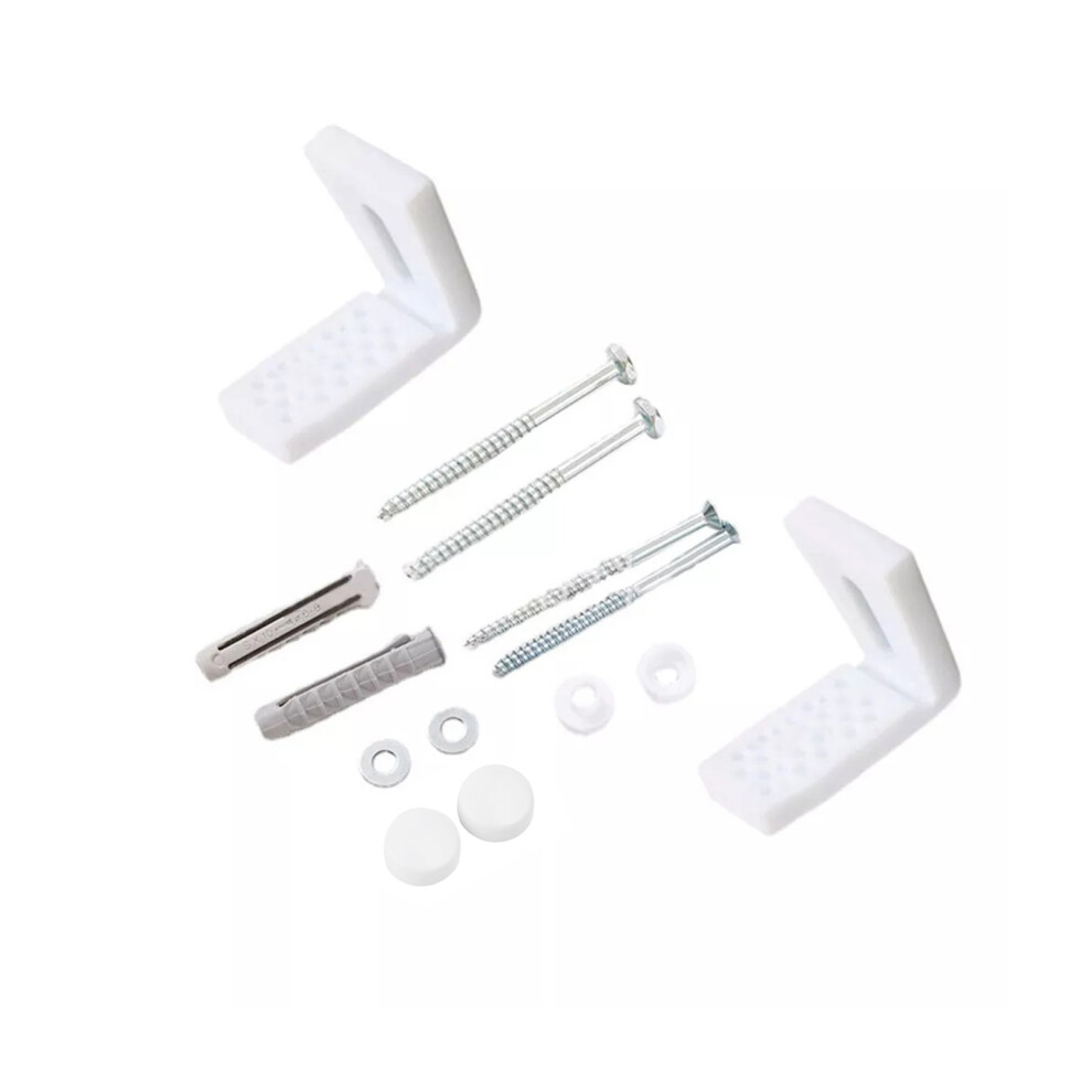 Nes HomeWhite Cap Angled WC Toilet Bidet Side Fixing Fitting Kit With Brackets