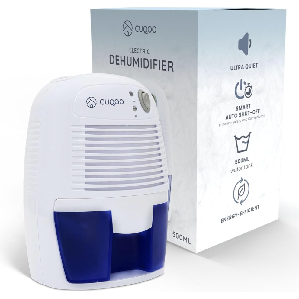 (500ml, White) 500ml Electric Dehumidifier, Ultra Quiet, Energy Saving Technology, with Auto-off Safety Feature - Portable Dehumidifier