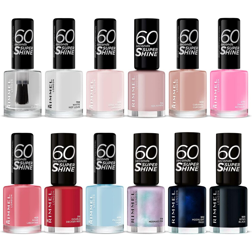 Rimmel (Assorted) London Super Shine 60 Seconds Nail Polish, 155 Beach Breeze Please, 8Ml