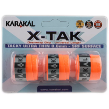 (Orange) 3x Karakal XTAK Overgrip 0.6mm For Tennis Badminton Squash Racketball