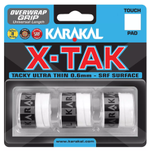 (White) 3x Karakal XTAK Overgrip 0.6mm For Tennis Badminton Squash Racketball