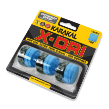 (Blue) 3x Karakal X-DRI Overwrap Super Soft Ultra Thin Racket Grip