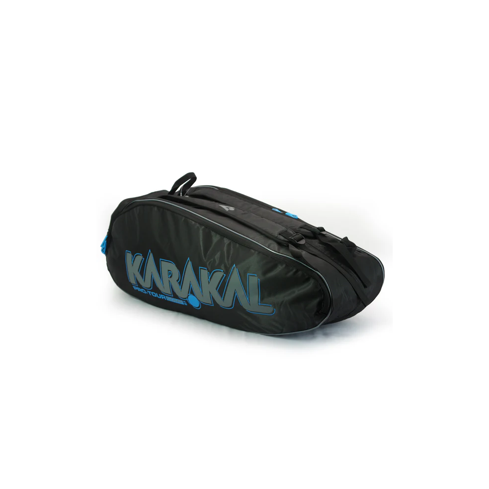 Karakal (Blue) Pro Tour 2.1 Comp 9 Racket Bag Wet & Dry Compartment Side Pockets Blue