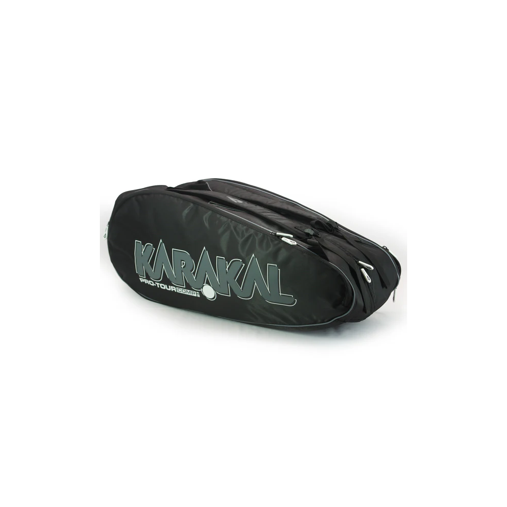 Karakal (White) Pro Tour 2.1 Comp 9 Racket Bag Wet & Dry Compartment Side Pockets White