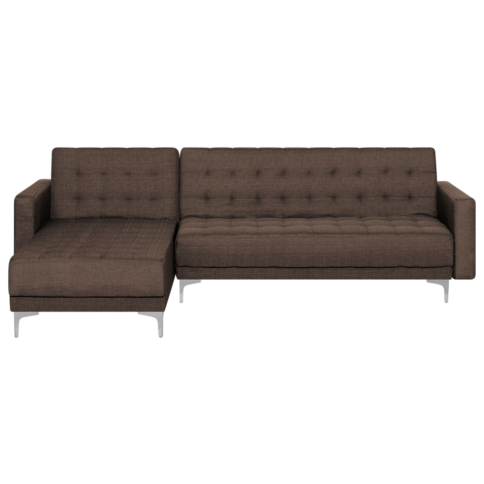 Right Hand Fabric Corner Sofa Dark Brown ABERDEEN