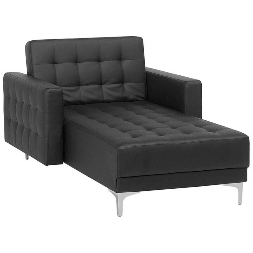 Chaise Longue ABERDEEN Faux Leather Black
