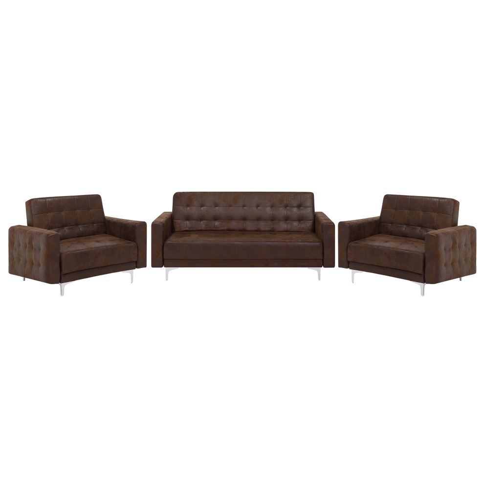 Modular Faux Leather Living Room Set Brown ABERDEEN