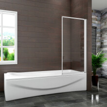 ( 1 Fold Screen - 700x1400mm) 1400mm Glass Over Bath Hinge Pivot Folding Shower Screen Door Panel & Seal