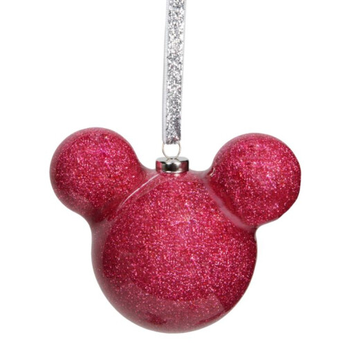 Disney Mickey Mouse Pink Glitter Christmas Tree Hanging Bauble
