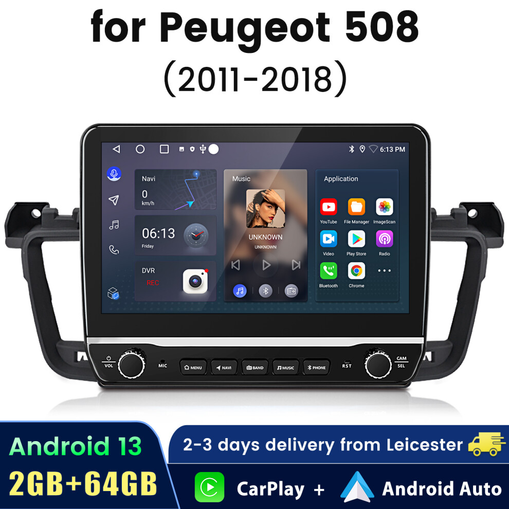 For Peugeot 508 2011-2018 Carplay Android13 Car Radio GPS Sat Nav 64GB