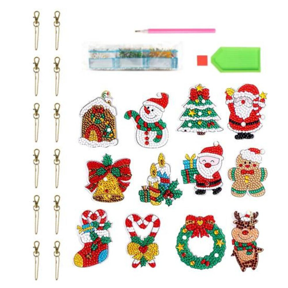 1 Set Christmas Diamond Painting Keychain Kits