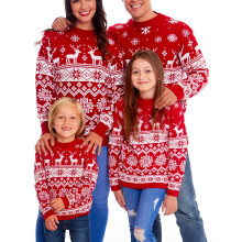 (redkid, 7-8 Years) Youweixiong Family Matching Christmas Sweater Crew Neck Snowflakes Ugly Knitted Sweater Pullover for Men Women Kids