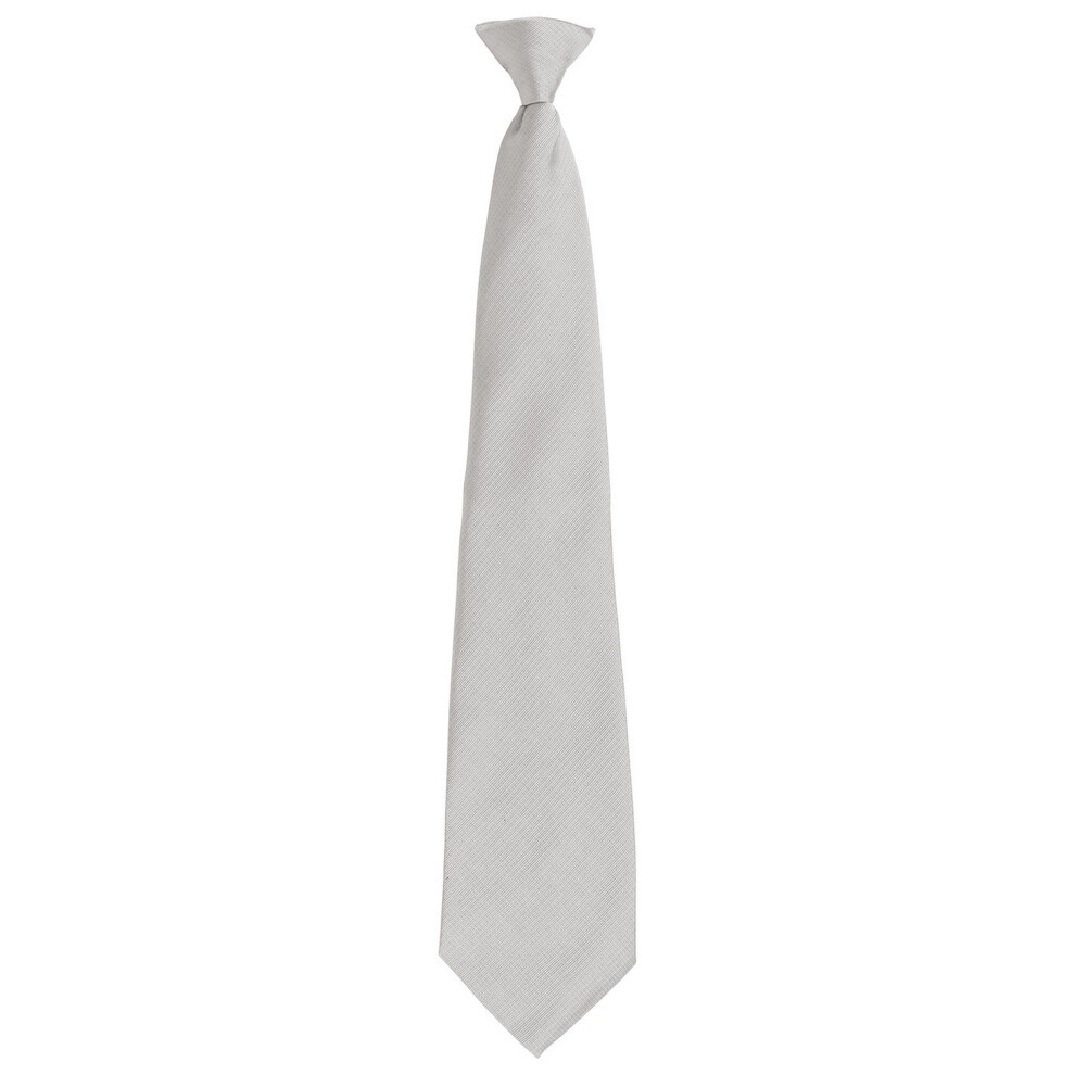 (One Size, Silver) Premier Unisex Adult Colours Fashion Plain Clip-On Tie