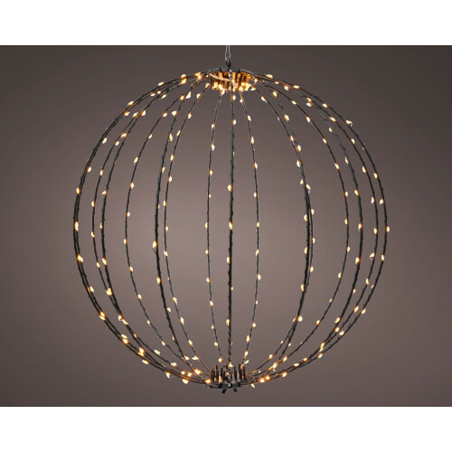 Black Metal Christmas Ball Frame Light LED Sphere Timer Warm 38cm