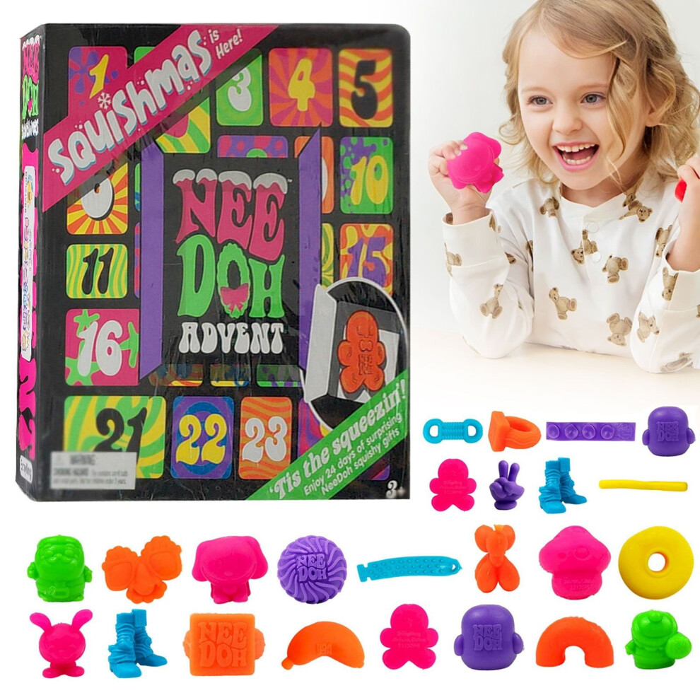 (Purple) Advent Calendar 2024 24 Mini Squeeze Toys - Christmas Countdown Stress Relief Musical Children's Toys - Suitable for ages 3-8 years