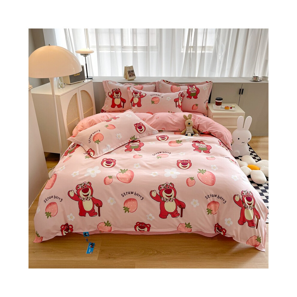 (Double 200x200cm, Toy Story) Cute cartoon four-piece children's bed sheet quilt cover student skin-friendly cotton three-piece set