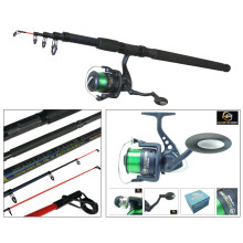 Telescopic Sea Fishing Kit Travel Rod &amp; Reel 10ft 10' Beachcaster Pier Surf Rod