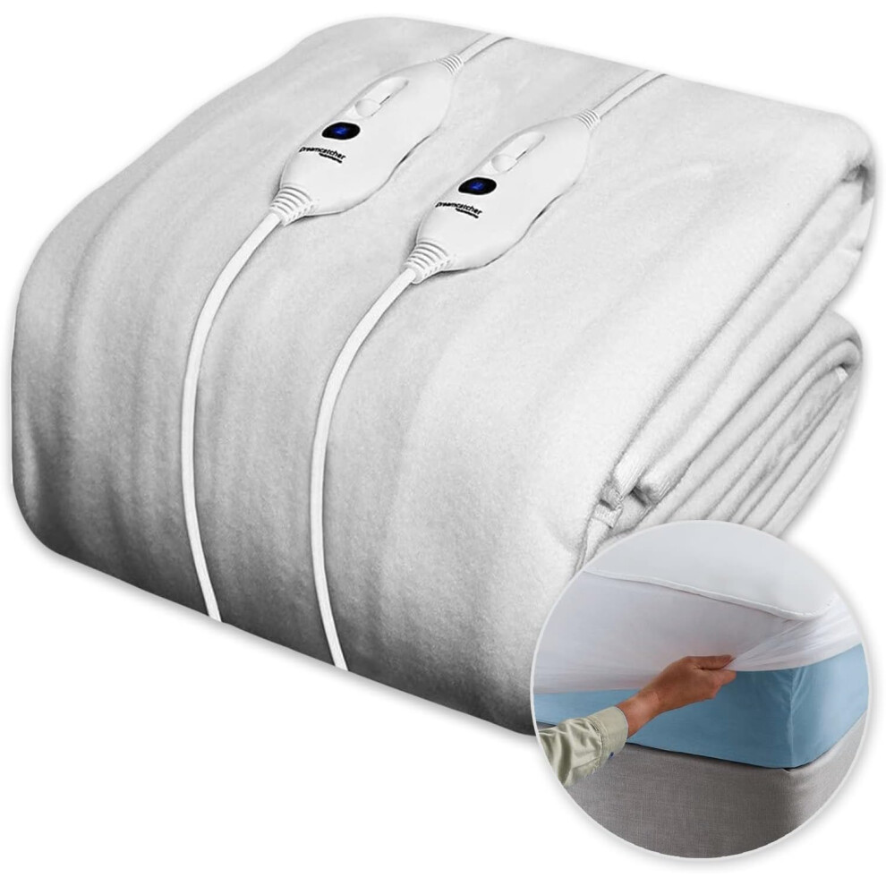 Double Electric Blanket Soft polyester electric blanket with mattress pad, 3 heat settings, 2 controls and machine washable heated blanket