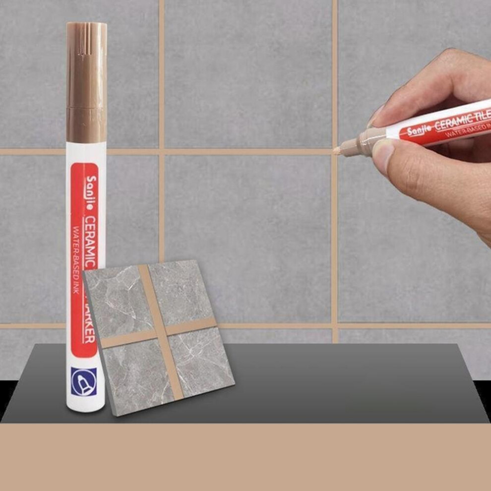 (Tan) 1Pcs Waterproof White Wall Tile Marker Pen Grout Restorer Gap Repair For Bathroom Floor Seam Paint Filling Construction Tools