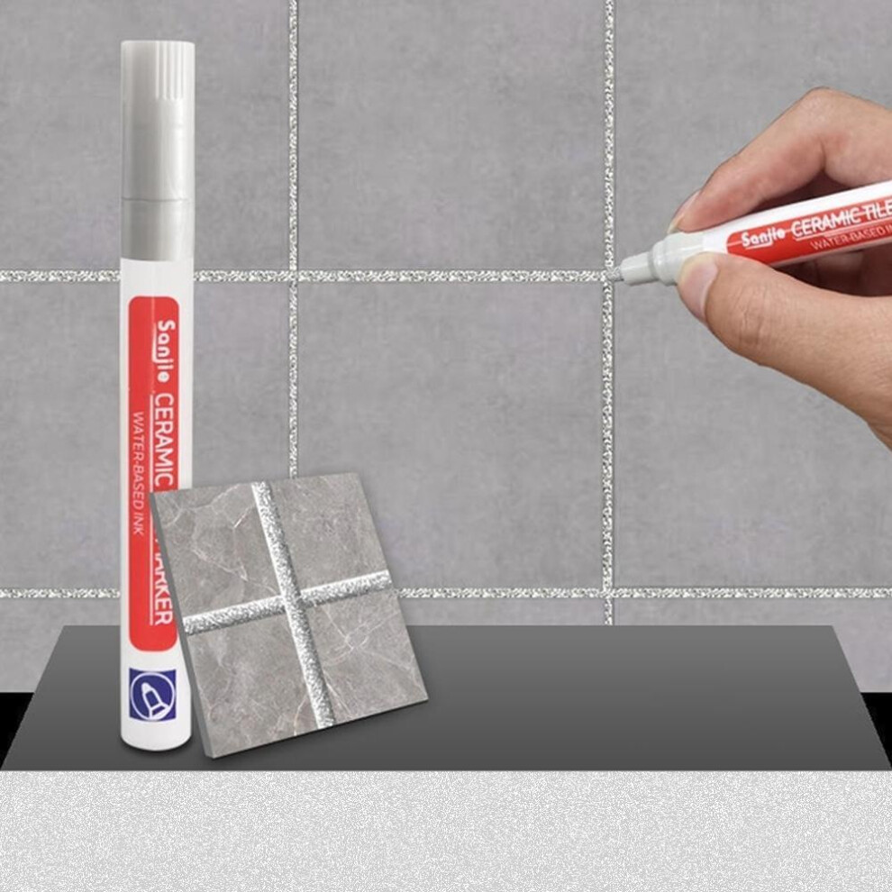 (Silver) 1Pcs Waterproof White Wall Tile Marker Pen Grout Restorer Gap Repair For Bathroom Floor Seam Paint Filling Construction Tools