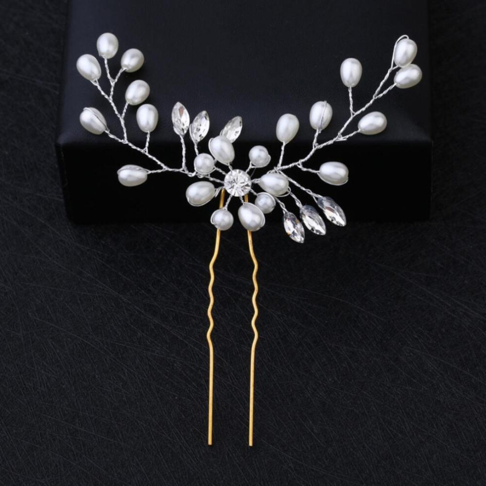 Wedding Decor Glossy Rhinestone Faux Pearl Women Hairpin Clip Hair Style Tool