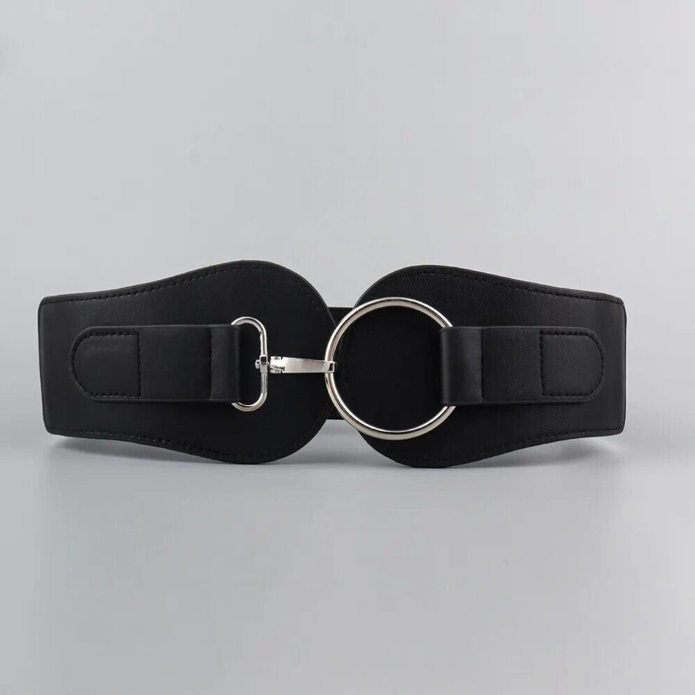 (Black) 1 Piece Fashion Wowen&apos;s Waist Belt For Embellished Dress Wide Waist Belt Elastic Waistband