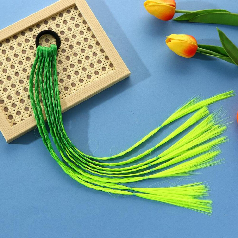 (Green) 1PCS Girls Colorful Wigs Ponytail Kids Hair Accessories Head Band Hair Ornament Headbands Rubber Bands Wig Braids