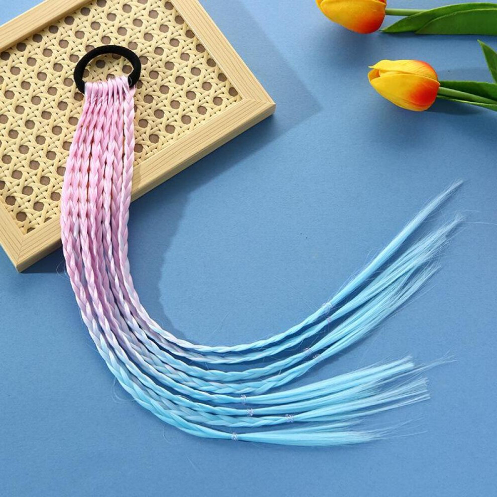 (Pink) 1PCS Girls Colorful Wigs Ponytail Kids Hair Accessories Head Band Hair Ornament Headbands Rubber Bands Wig Braids