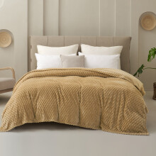 (Khaki, King: 200 x 230cm) 300GSM Soft Warm Fleece Blanket Large Throw Over Bed Or Travel