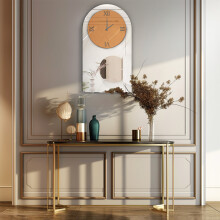 Arched Brown Tinted Wall Clock Silver Mirror Decorative Clock