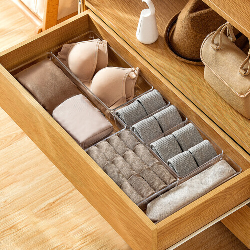 Living And Home 6PCS Clear Drawer Organizer Storage Container Box Multifunctional Organizer 1