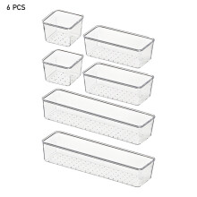 6PCS Clear Drawer Organizer Storage Container Box Multifunctional Organizer