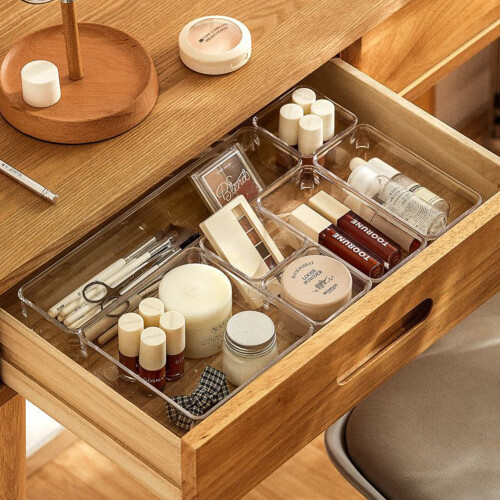 Living And Home 6PCS Clear Drawer Organizer Storage Container Box Multifunctional Organizer 2