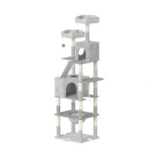 (Light Grey) 208cm Tall 5 Floors Cat Tower Cat Tree Indoor
