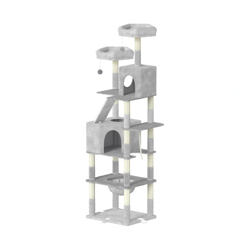 (Light Grey) 208cm Tall 5 Floors Cat Tower Cat Tree Indoor