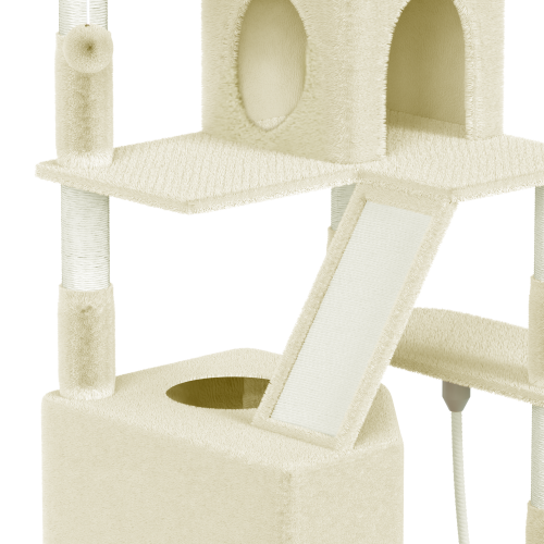 (Beige) 208cm Tall 5 Floors Cat Tower Cat Tree Indoor 2