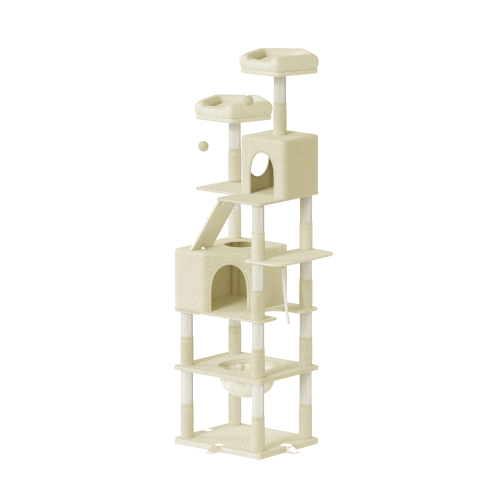 (Beige) 208cm Tall 5 Floors Cat Tower Cat Tree Indoor