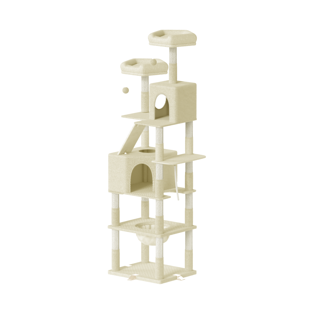 (Beige) 208cm Tall 5 Floors Cat Tower Cat Tree Indoor
