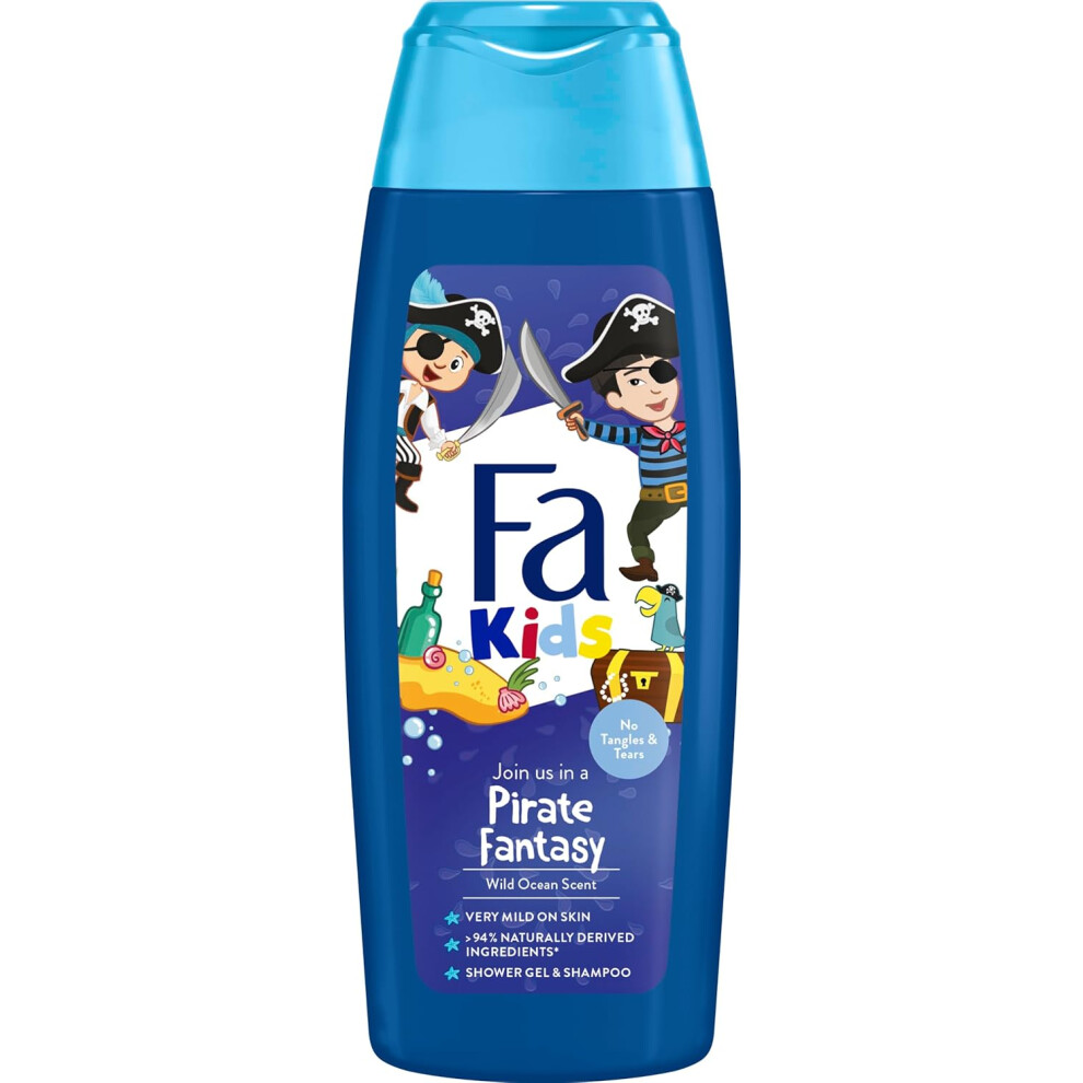 Fa Pirate Fantasy Wild Ocean Scent Kids Shower Gel 250ml |No Tangles & Tears |Baby Body Wash & Shampoo |Deep Cleanser |Soft Smooth Skin