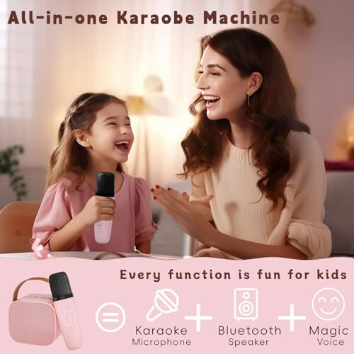 Máquina de karaokê Bluetooth portátil com microfone sem fio, som nítido, presente de brinquedo (branco) 1