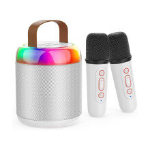 Chronus Karaoke Machine with 2 Wireless Mini Karaoke Microphones, Portable Bluetooth 5.3, Audio Microphone All-in-One for Adults, Kids(White)