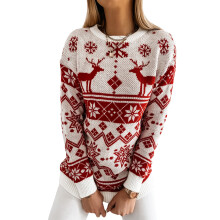 (black, XL) Christmas Women Sweaters O-neck Pullover Tops Casual Long Sleeve Knitted Xmas Sweater Fall Winter