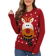 (multicolor, M) Ugly Christmas Sweaters for Women Long Sleeve Crewneck Pullover Knitted Tops Holiday Festive Jumper