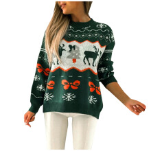(green, L) EINCcm Christmas Sweater for Women Long Sleeve Knit Fall Winter Crewneck Pullover Xmas Fair Isle Sweater Clothes