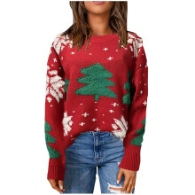 (red/5, S) EINCcm Christmas Sweater for Women Long Sleeve Knit Fall Winter Crewneck Pullover Xmas Fair Isle Sweater Clothes