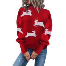 (red/6, S) EINCcm Christmas Sweater for Women Long Sleeve Knit Fall Winter Crewneck Pullover Xmas Fair Isle Sweater Clothes