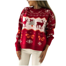 (black, S) EINCcm Christmas Sweater for Women Long Sleeve Knit Fall Winter Crewneck Pullover Xmas Fair Isle Sweater Clothes