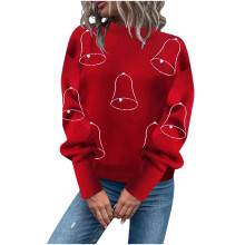 (watermelonred, XL) EINCcm Christmas Sweater for Women Long Sleeve Knit Fall Winter Crewneck Pullover Xmas Fair Isle Sweater Clothes